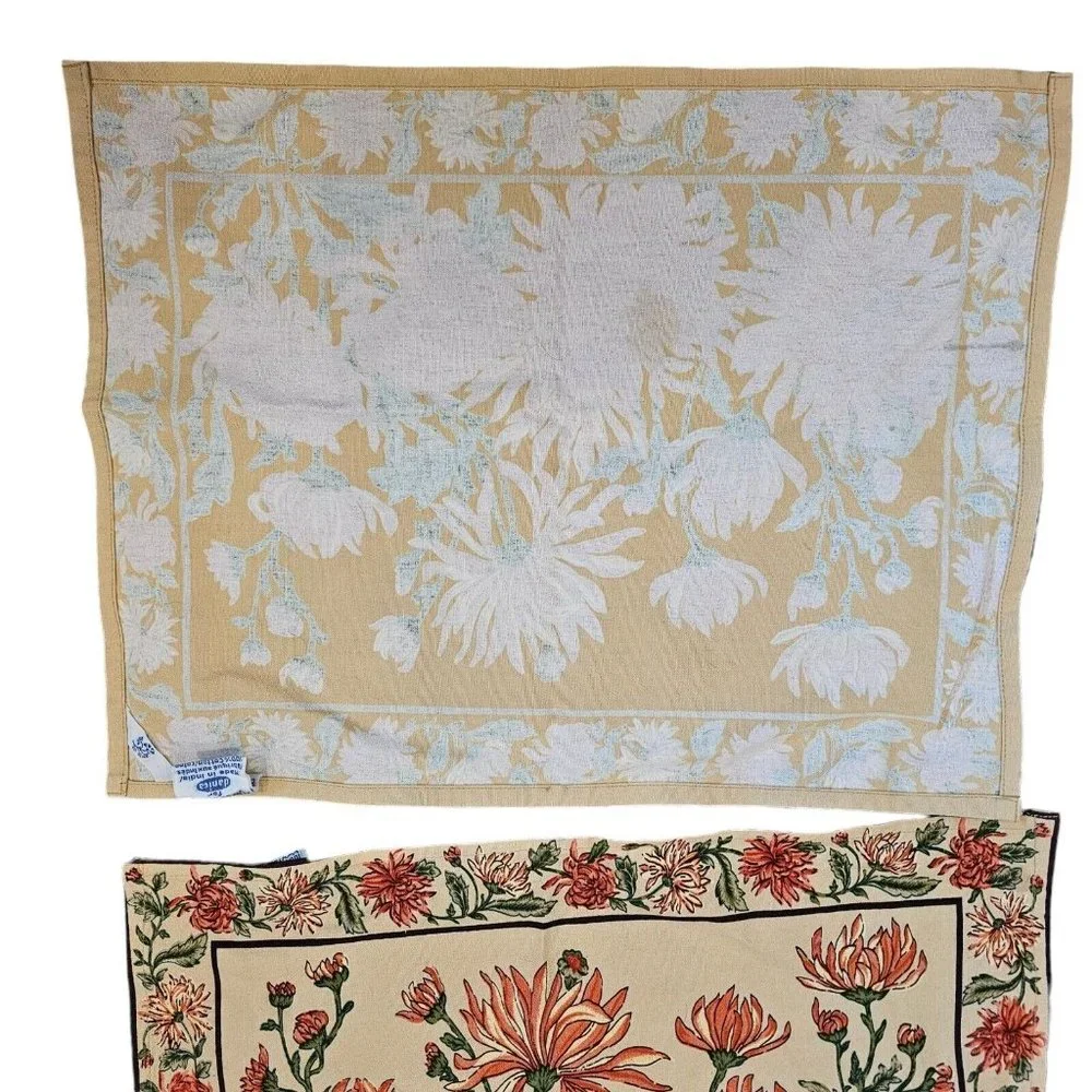 April Cornell Floral Placemats Danika Orange Cream Floral  Set‎ Of 3 Dahlia